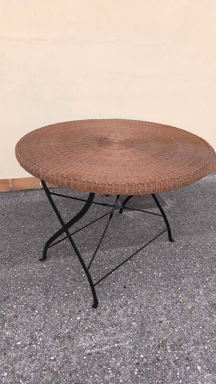 Wicker and wrought iron table 1960