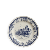 Assiette plate vintage faïence de Gien – Décor bleu romantique