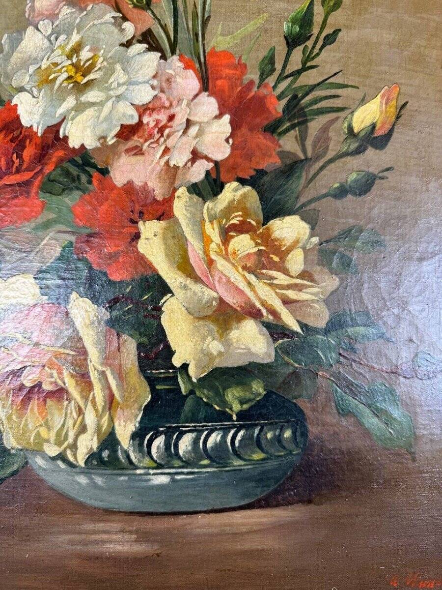 Oil on Canvas Painting Floral Still Life, French School, Paris, Early