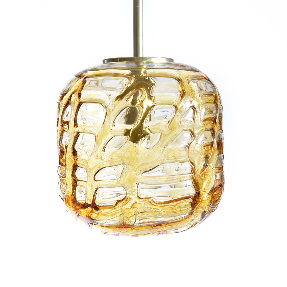 Golden Glass Ceiling Light by Doria, Germany 1970s