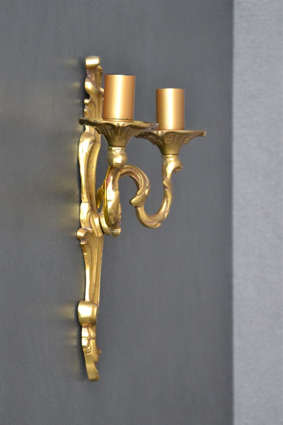 Wall lamp in twisted golden bronze baroque 2 lights