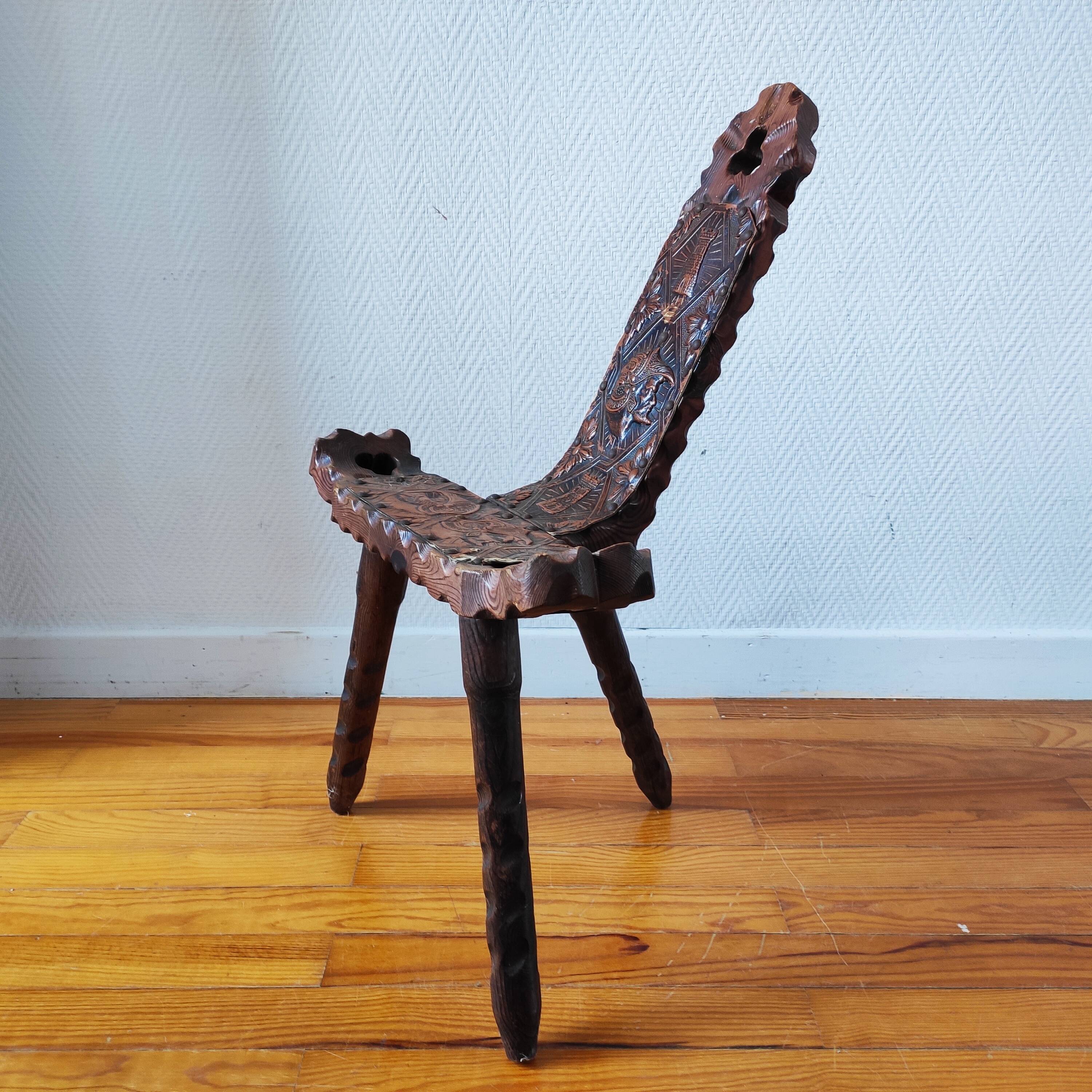 Brutalist tripod chair 1960
