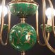Art Deco Brass and Painted Terracotta Chandelier, 1950s