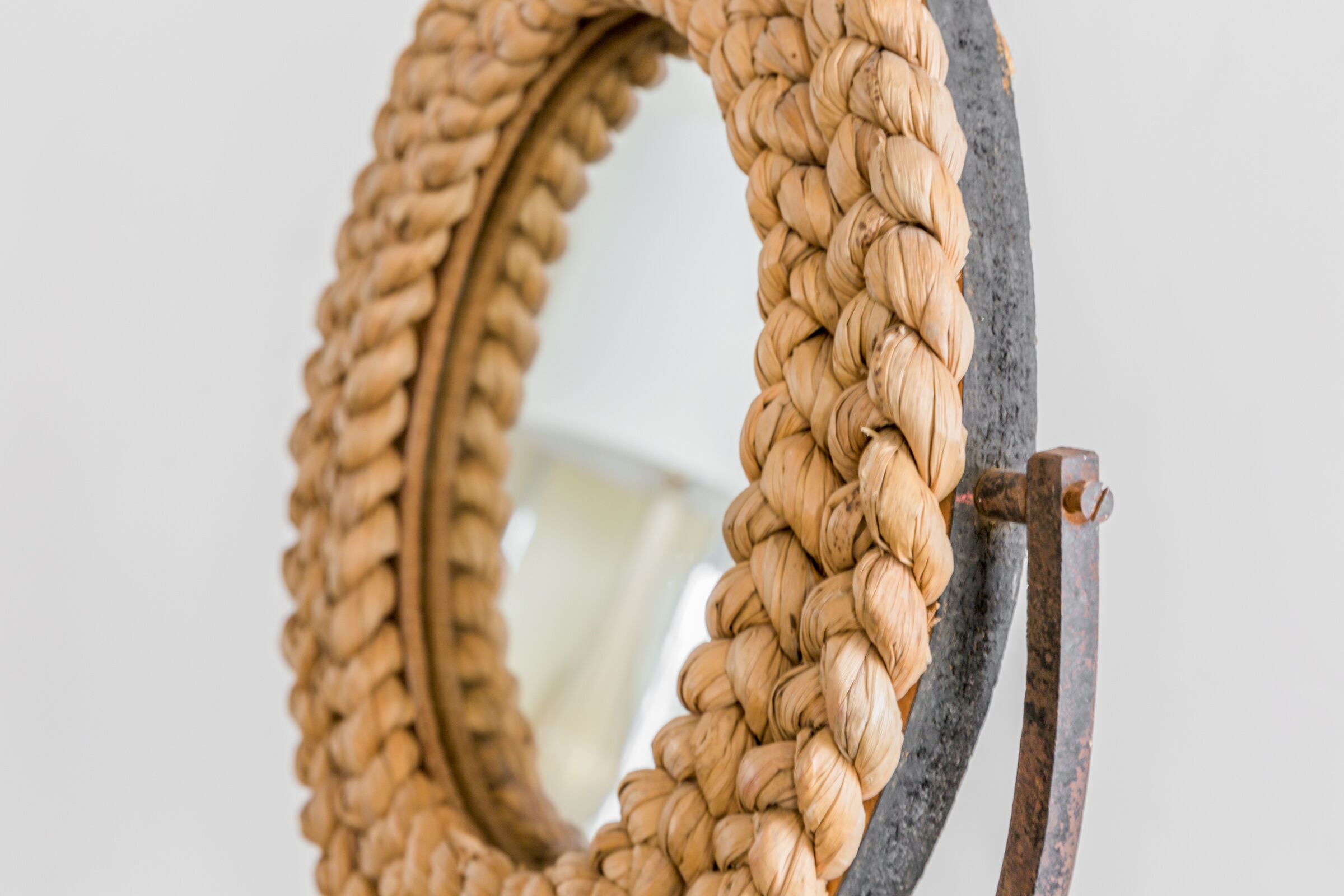 Mirror psyche in rope and wrought iron 60s