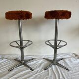 Tabouret en fausse fourrure 70s