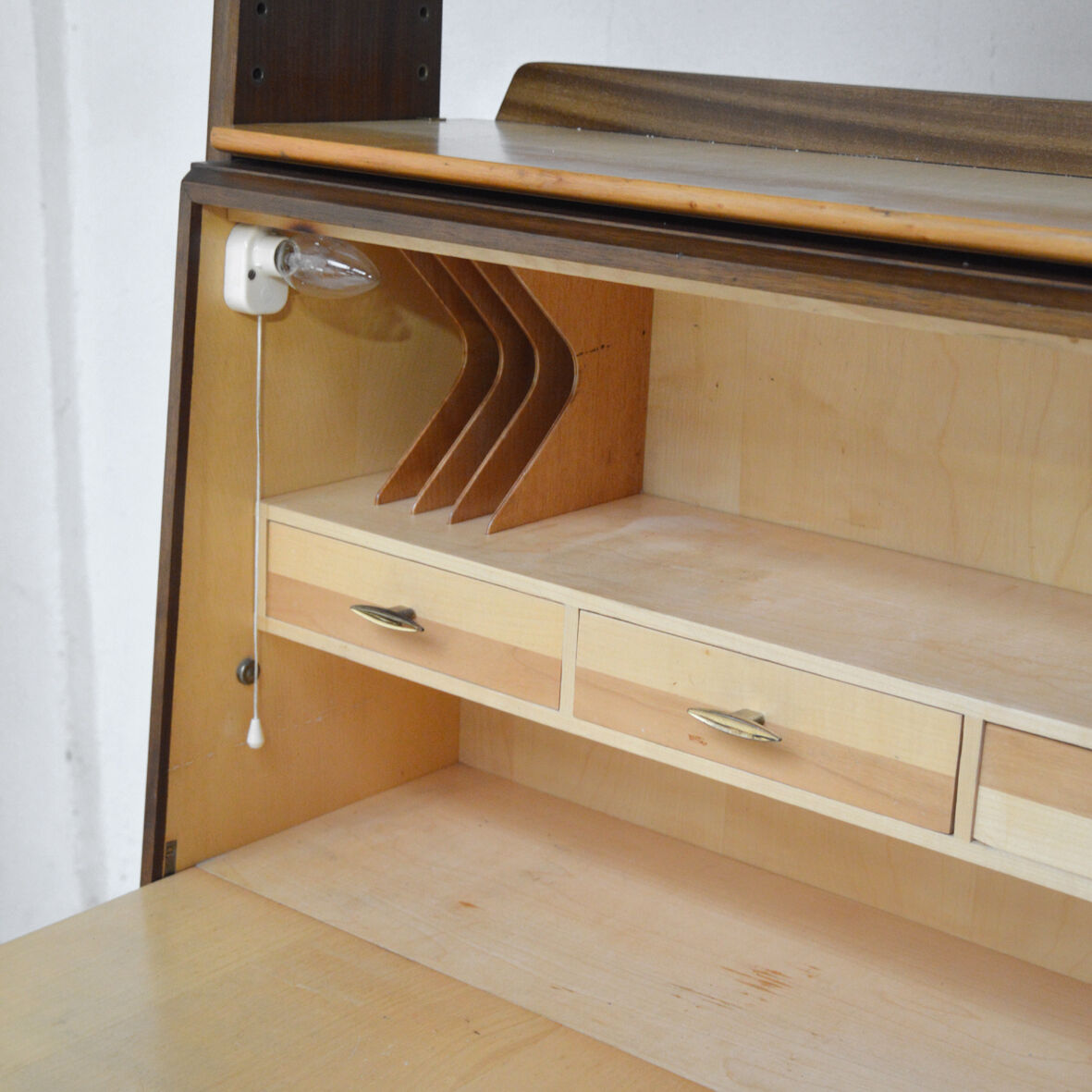 Bibliothèque secretaire pieds compas, 1960