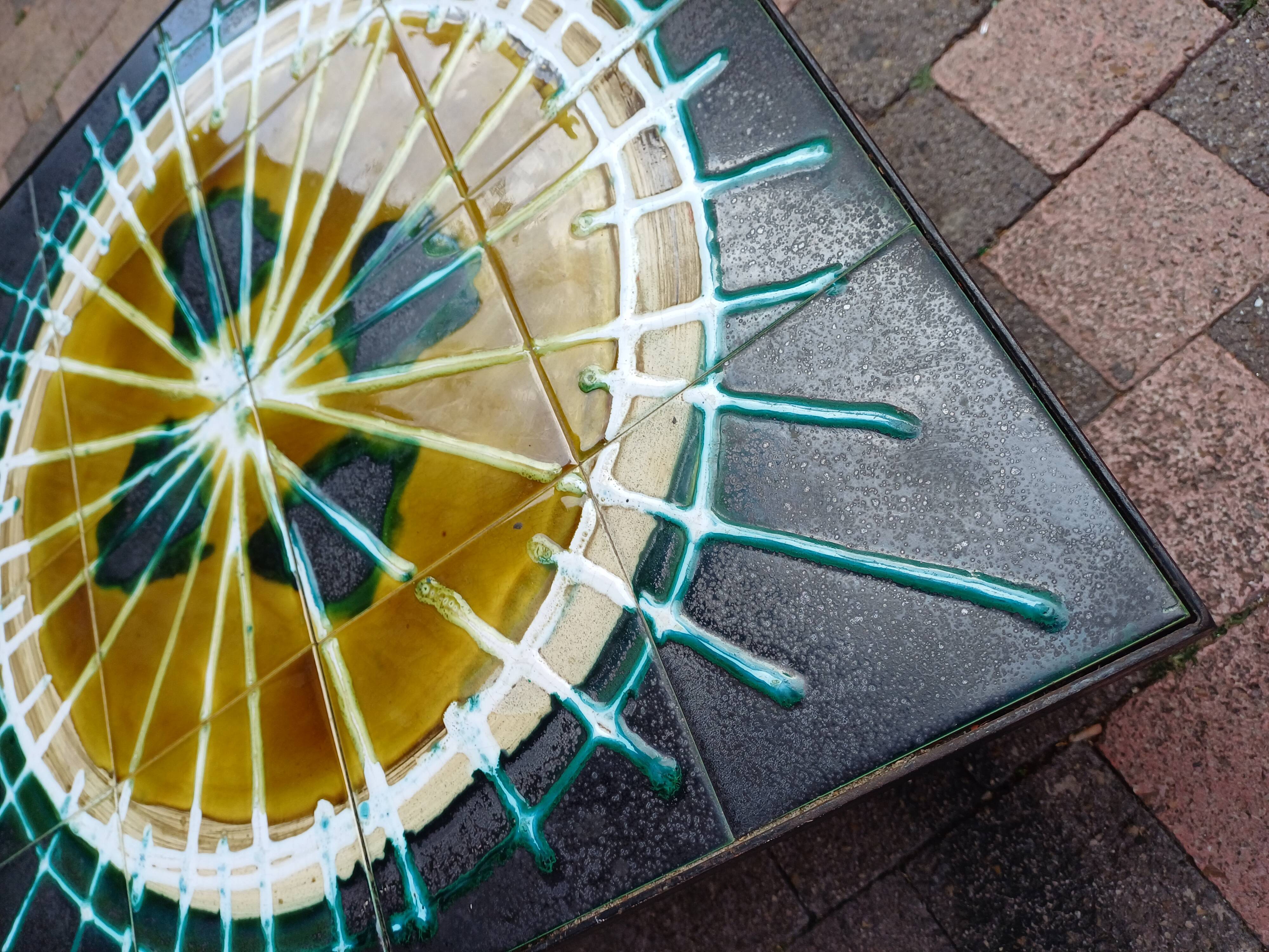 Vallauris style ceramic square coffee table