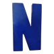 Letter N of vintage sign in blue plexiglass
