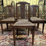 7 chaises art deco en noyer