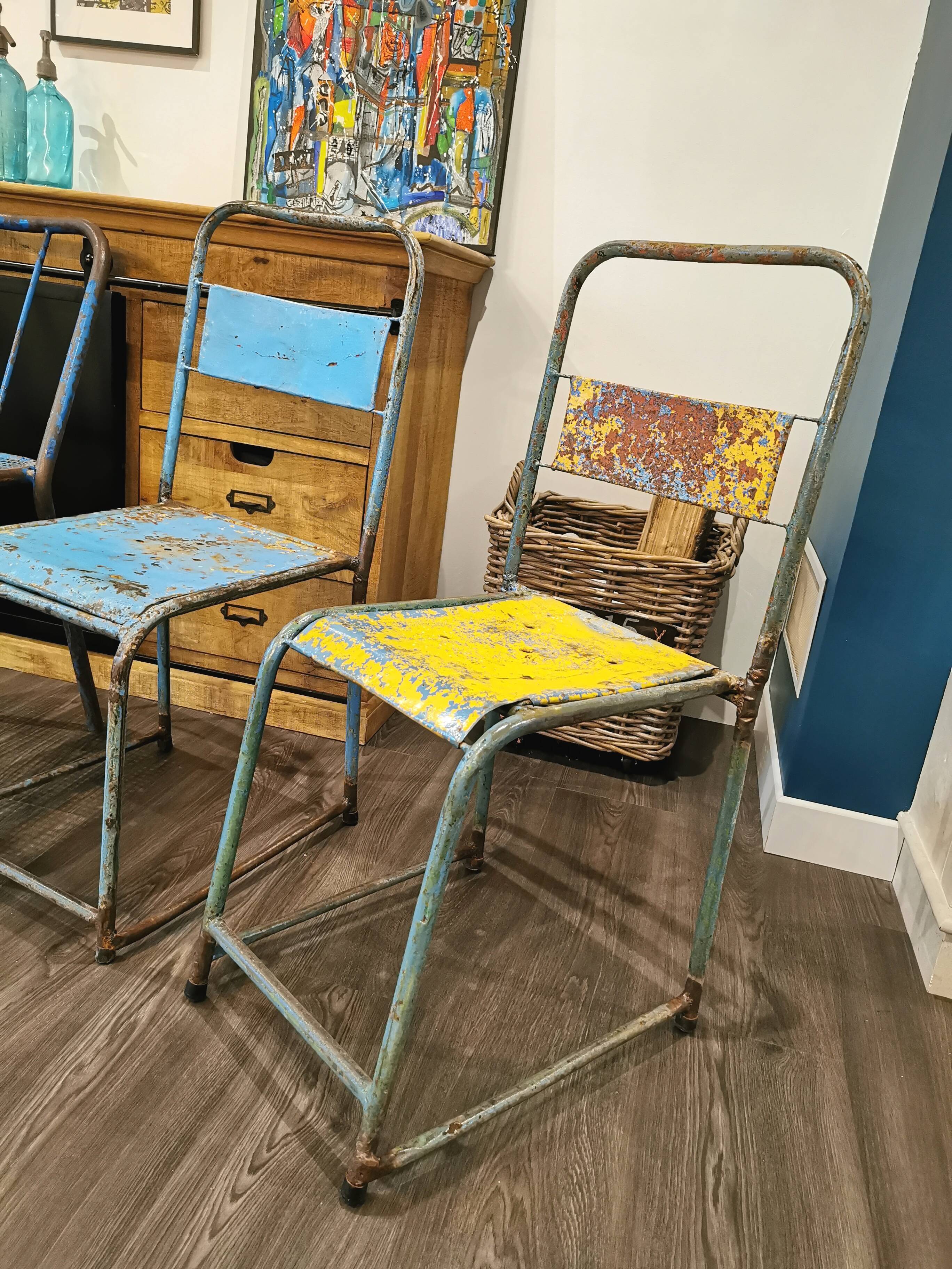 Set of 5 mismatched industrial chairs