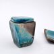 Ensemble de céramiques décoratives turquoise « Fond d'Atelier » - N.Lebrun - Belgique années 1970