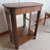 Shelf-Display case-with mirror & glass-Empire style-Walnut stain-1 drawer