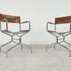 Vintage leather folding chairs set of 2, 1970s