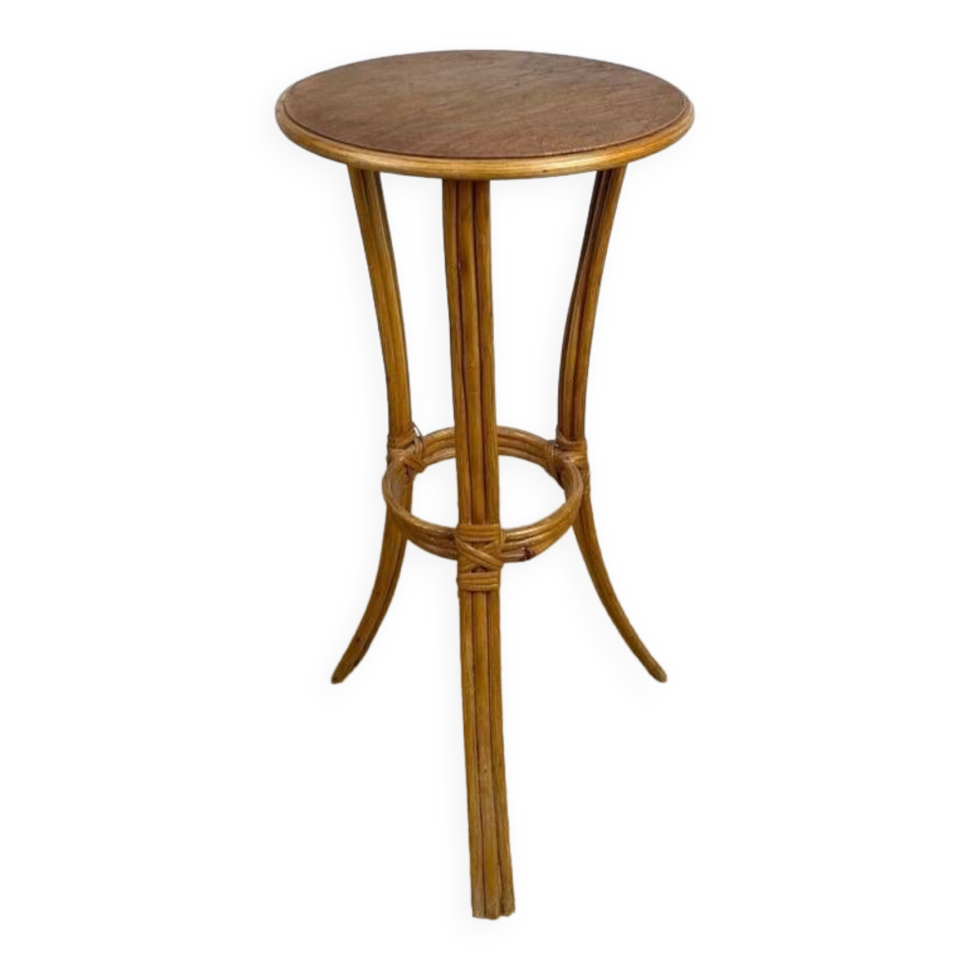 Mini rattan plant holder pedestal from the 60s
