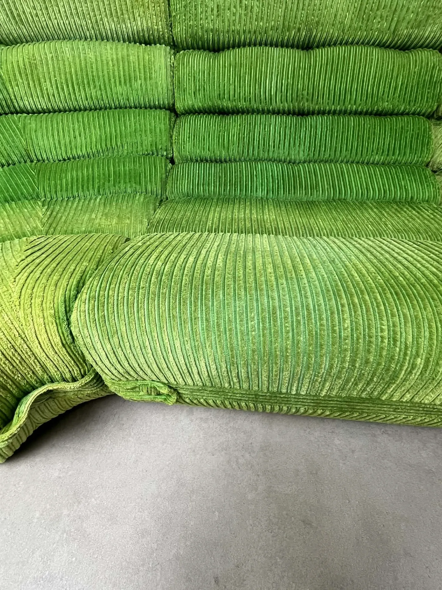 Modular green velvet corner sofa, 1970s