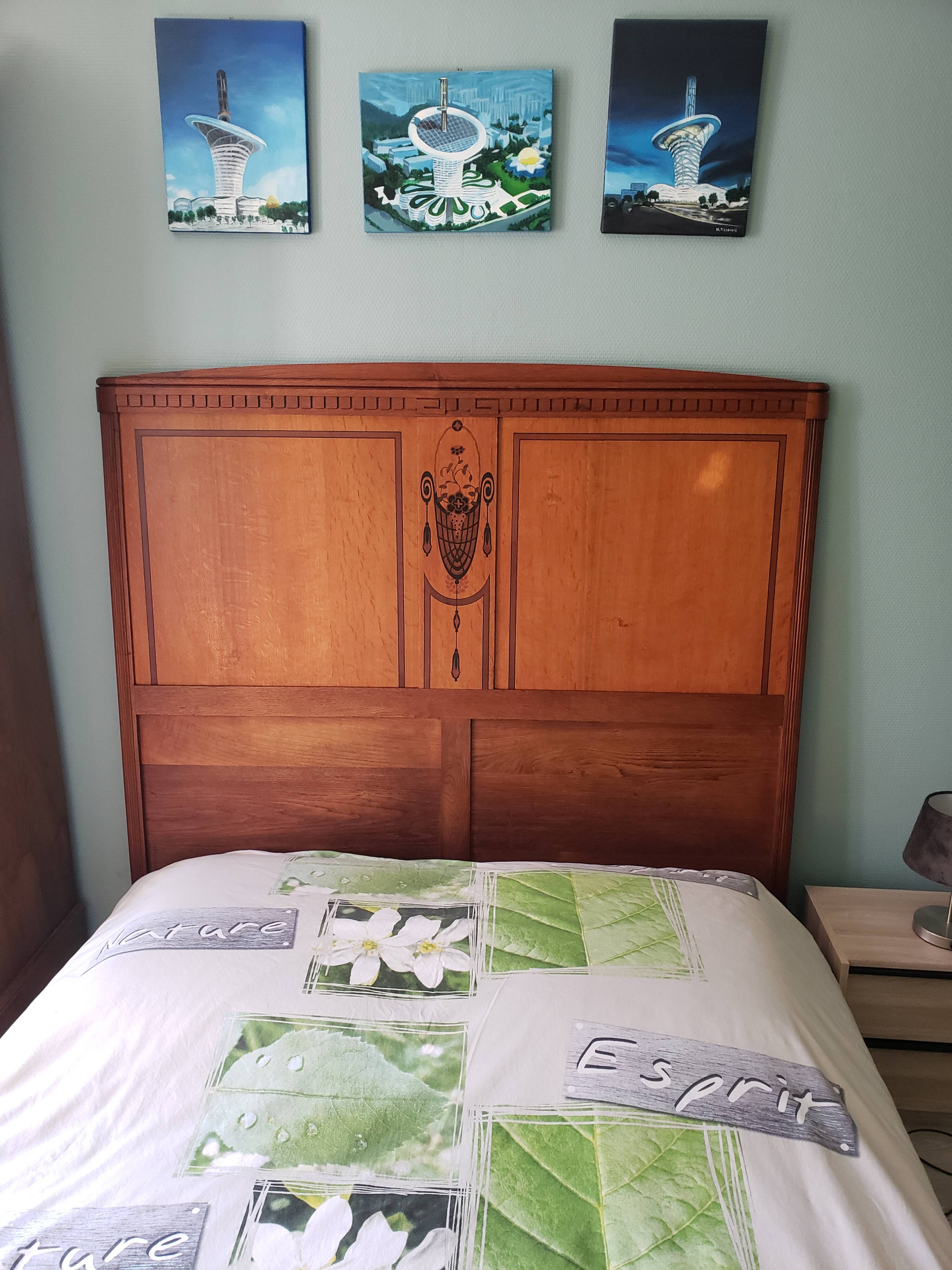 Inlaid headboard and footboard