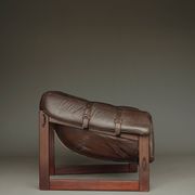 Rare pair of model MP-91 leather lounge chairs by Percival Lafer
