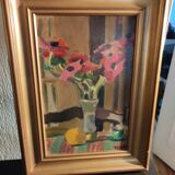 Painting by René Ruby, still life with flowers