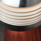 German pendant lamp in aluminium and glass from the Mid-Century space by Doria, 1960s.