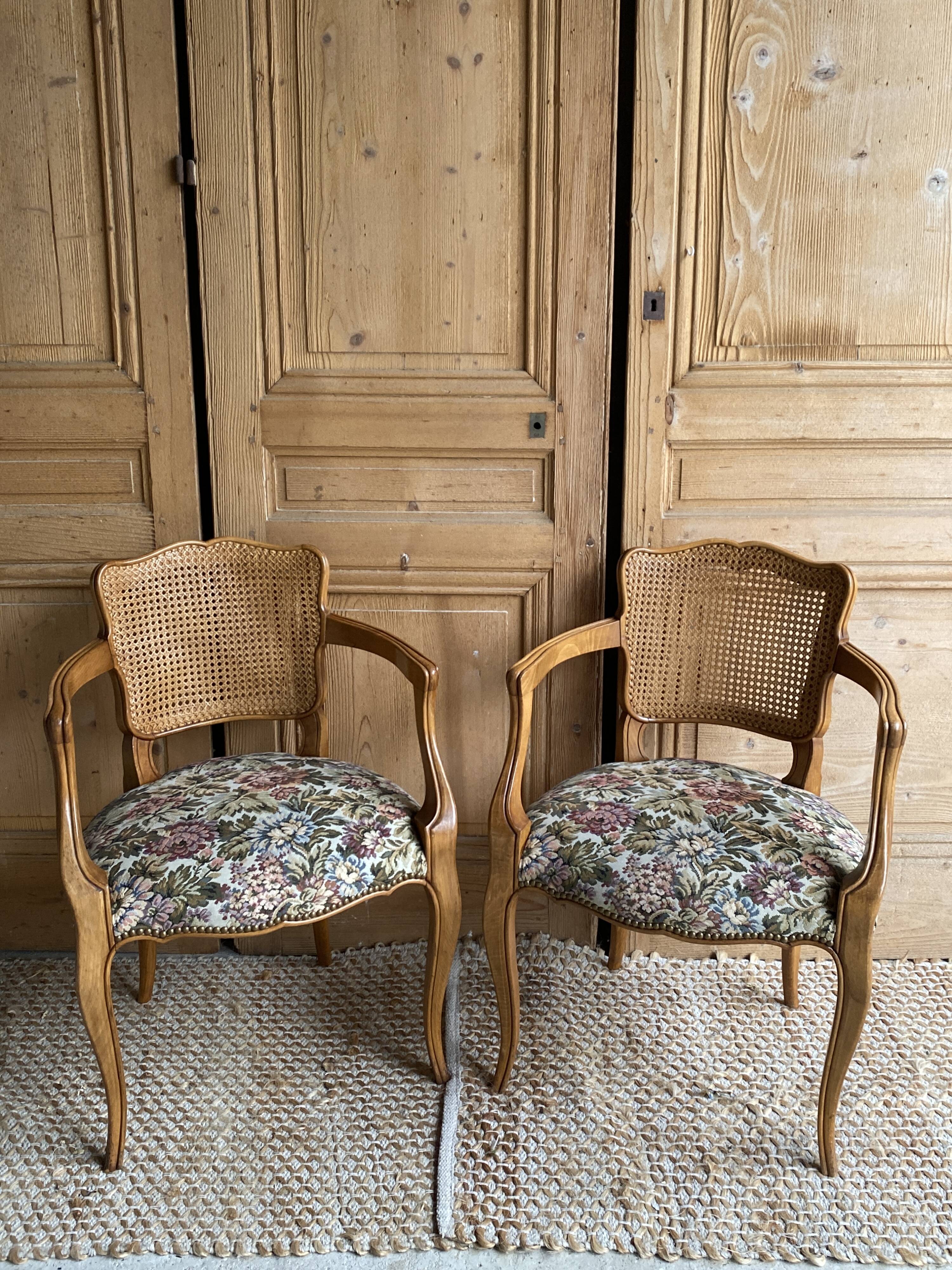 Pair of armchairs canes style louis XV