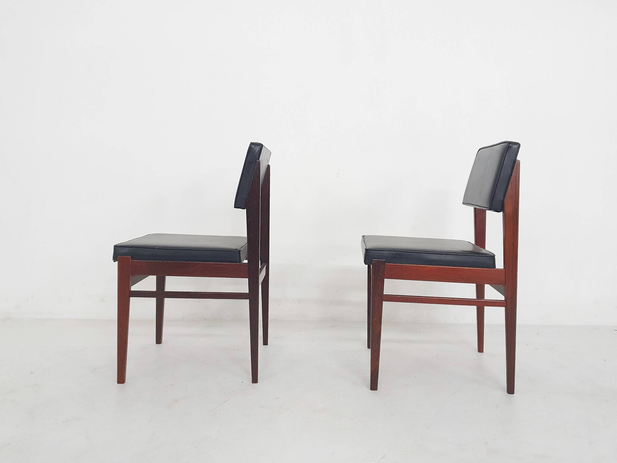 Set of 2 Topform dining chairs in black faux leather, The Netherlands 1950'