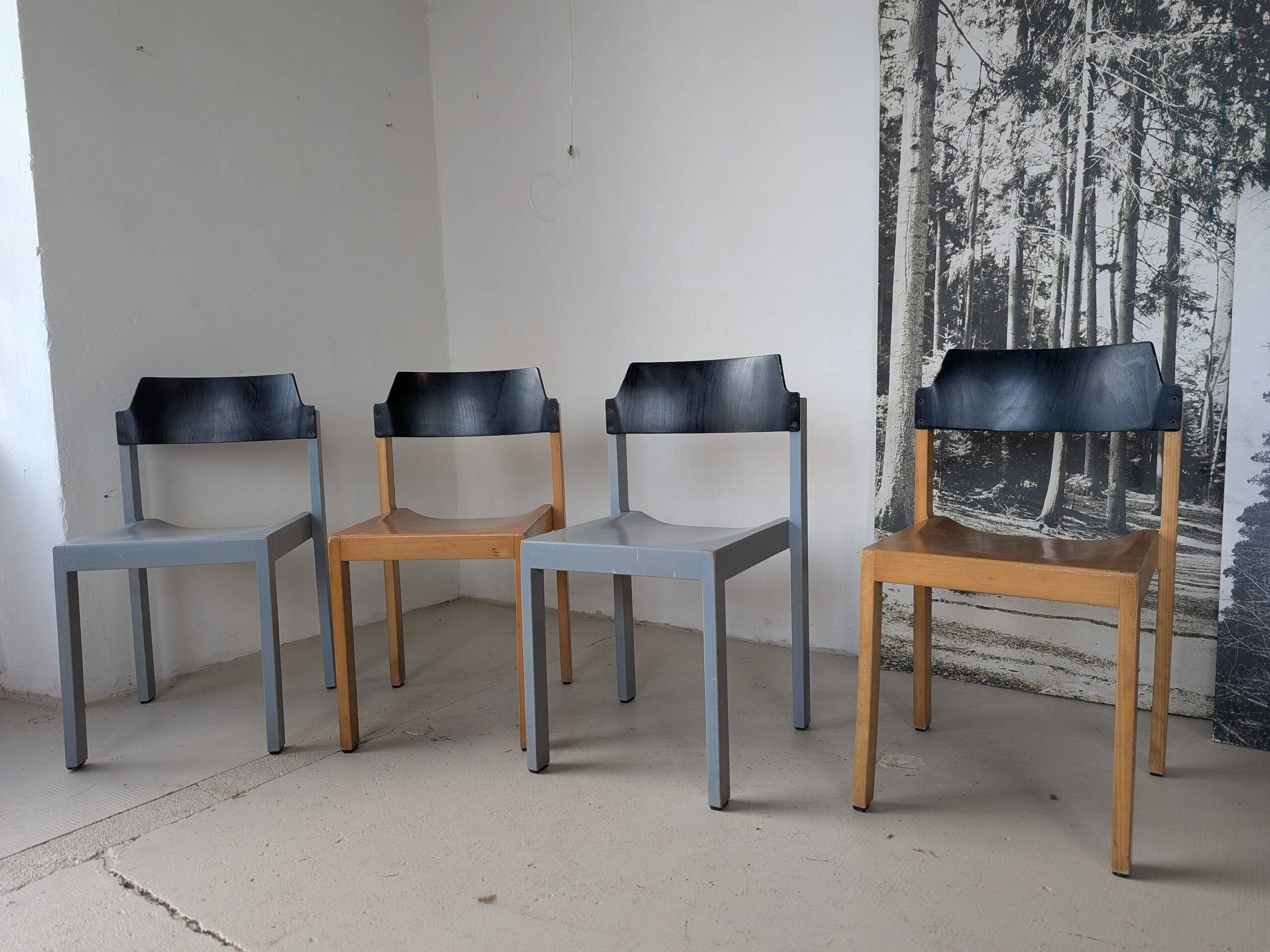 Set of 4 stackable chairs by Rainer Schell