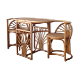 Built-in rattan lounge table and its two chairs