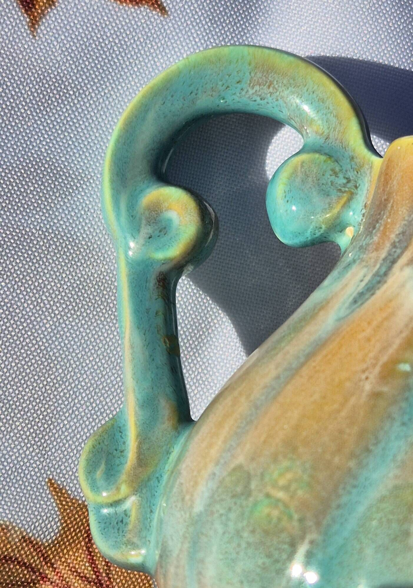 Charming turquoise and amber fluted ceramic – Atelier Le Brusc (Var)