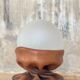Rare Nova Tecno table lamp in leather and frosted glass, Italy, 1970s