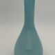 Blue lined glass bottle vase