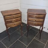 Pair of Louis XV style oak bedside tables