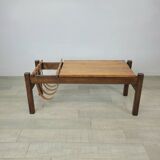 Vintage brutalist coffee table in solid oak 1970