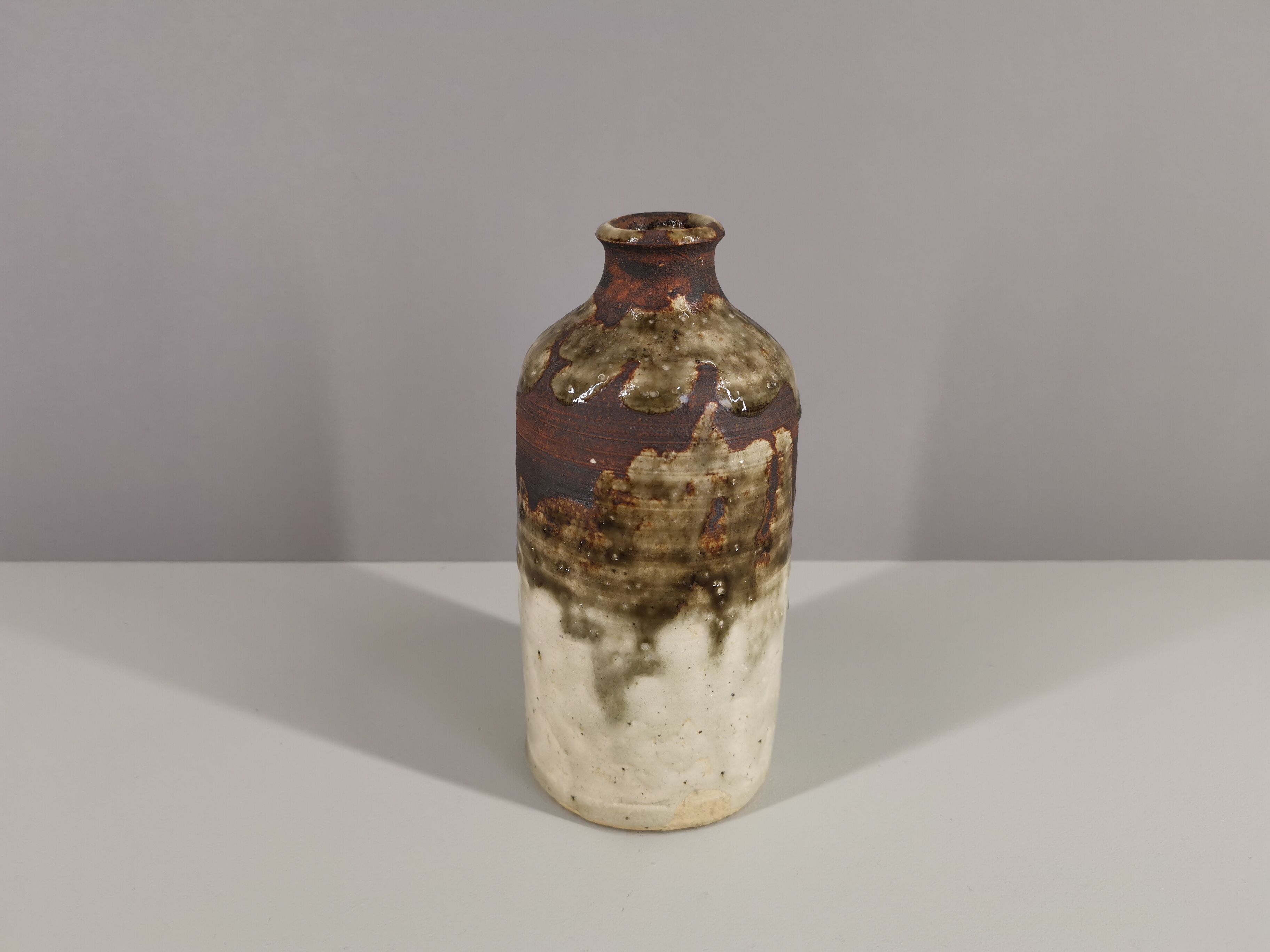 Enamelled sandstone vase signed by the artist 1960