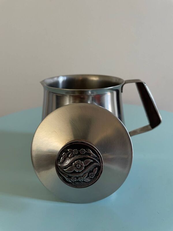 Service à thé ou café vintage en inox et bois – signé Roger Insilco –