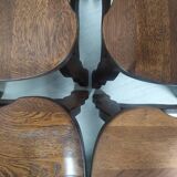 4 brutalist oak chairs