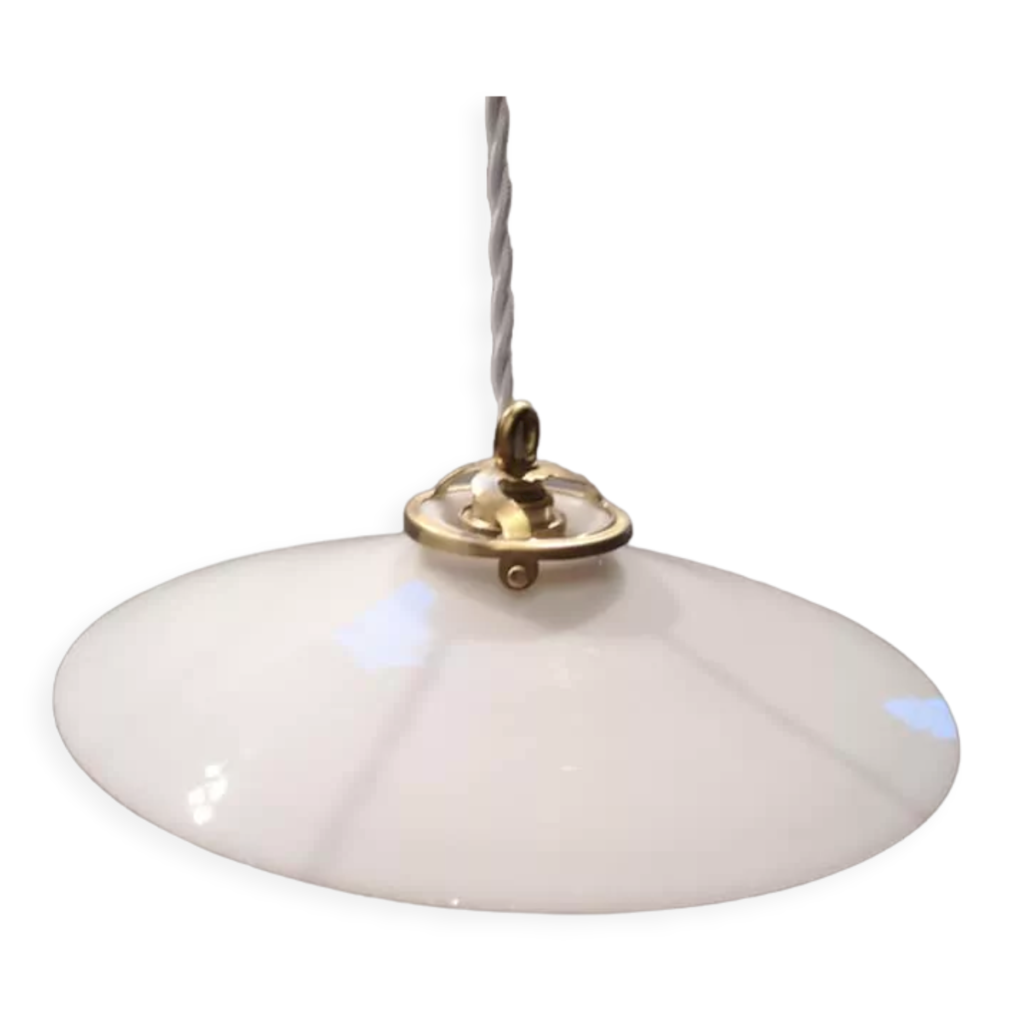 Antique opaline suspension white smooth spirit Art Deco 1930 TBE ø 25 cm