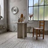 Octagonal travertine coffee table