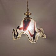 Huge Swedish glass hanging lamp, from Örrefors glassworks with brass top.