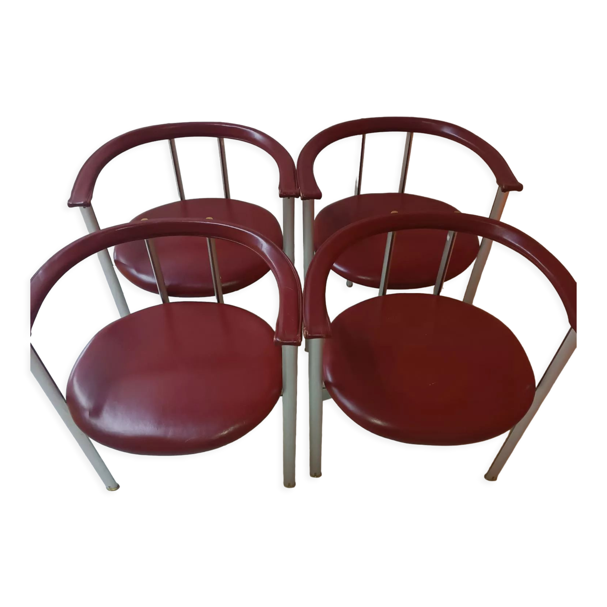 Set of 4 leather dining chairs