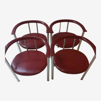 Set of 4 leather dining chairs