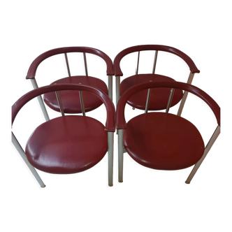 Set of 4 leather dining chairs