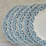 Set of 6 dessert plates model Lucie U&G Sarreguemines white and blue floral border