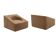 Pair of beige mohair fabric cube armchairs. Contemporary.