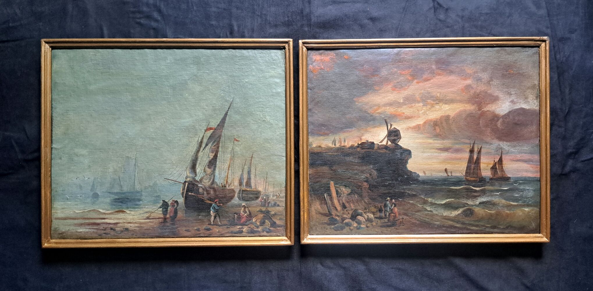 Pair of Impressionist paintings Oil on canvas Dutch marine
