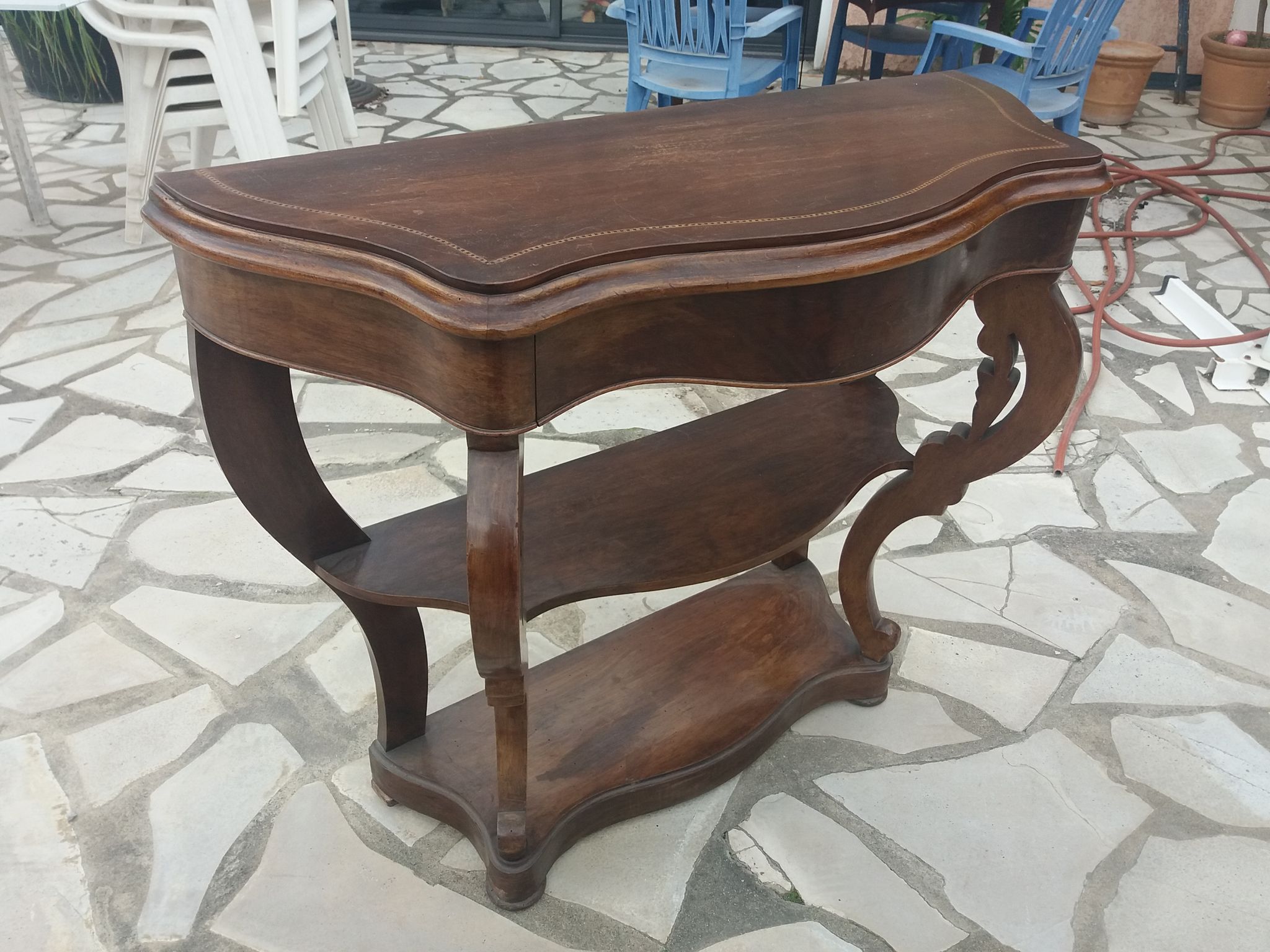 Late 19th century walnut console table