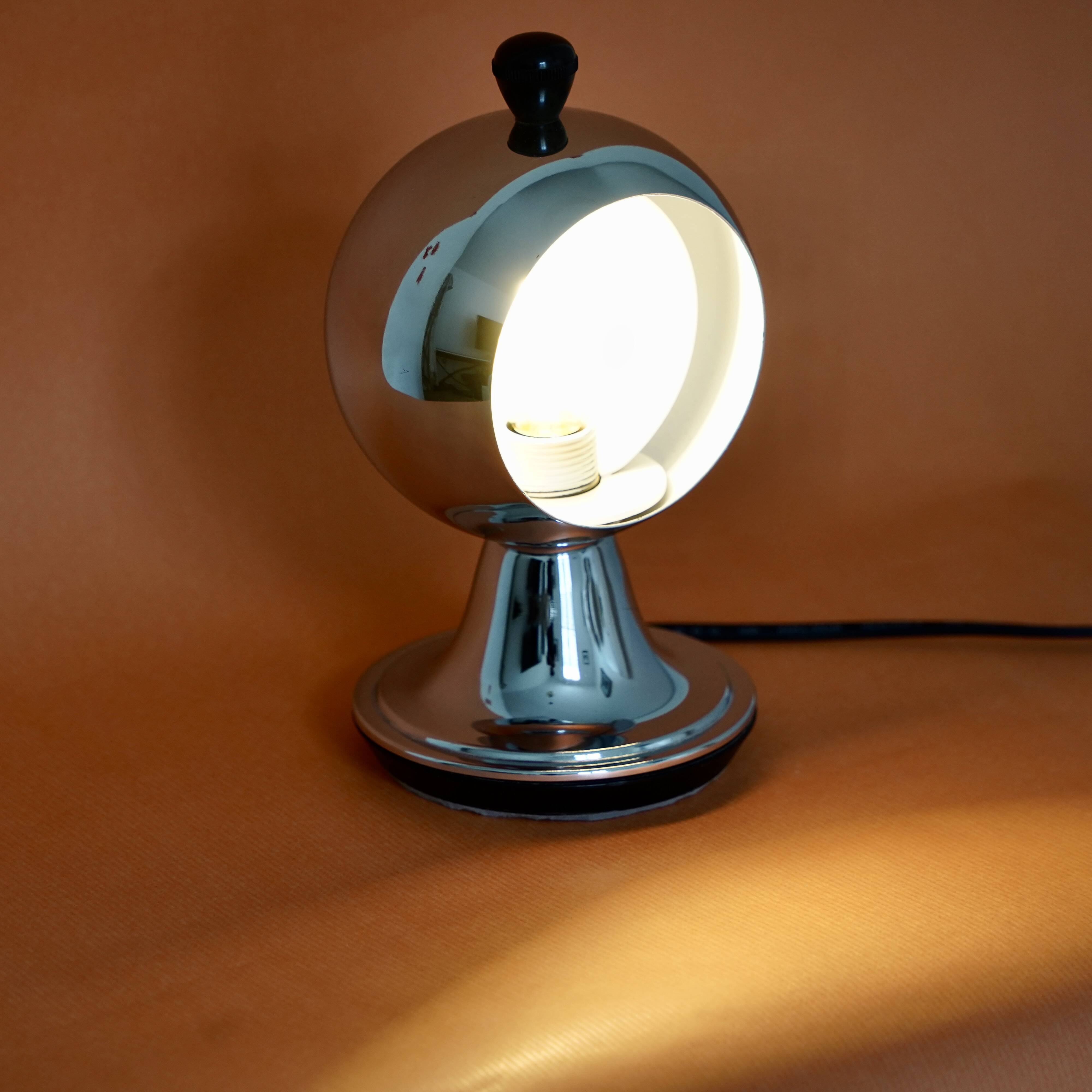 Chrome Spherical "Eclipse" Table Lamp – Inspired by Iconic 1960s Space Age