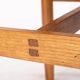 Oak chair with a black leather seat made in the 1960s