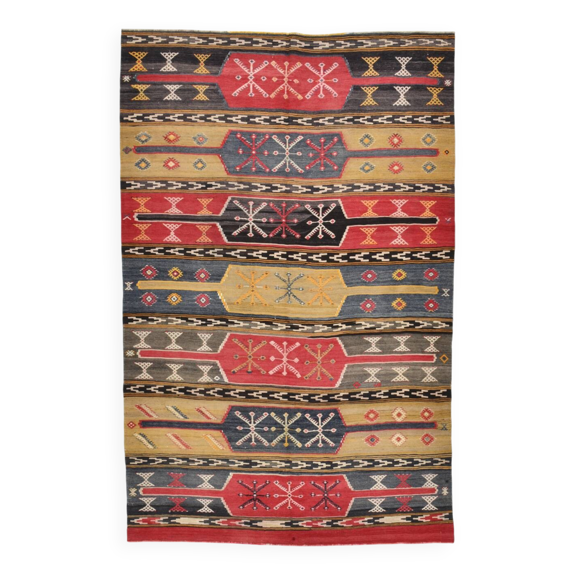 172x264Cm Cinnamon Red Kilim Rug, Large Area Rug, Turkish Bohem Rug,