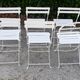 Garden furniture 1 table 6 chairs wood and old white metal