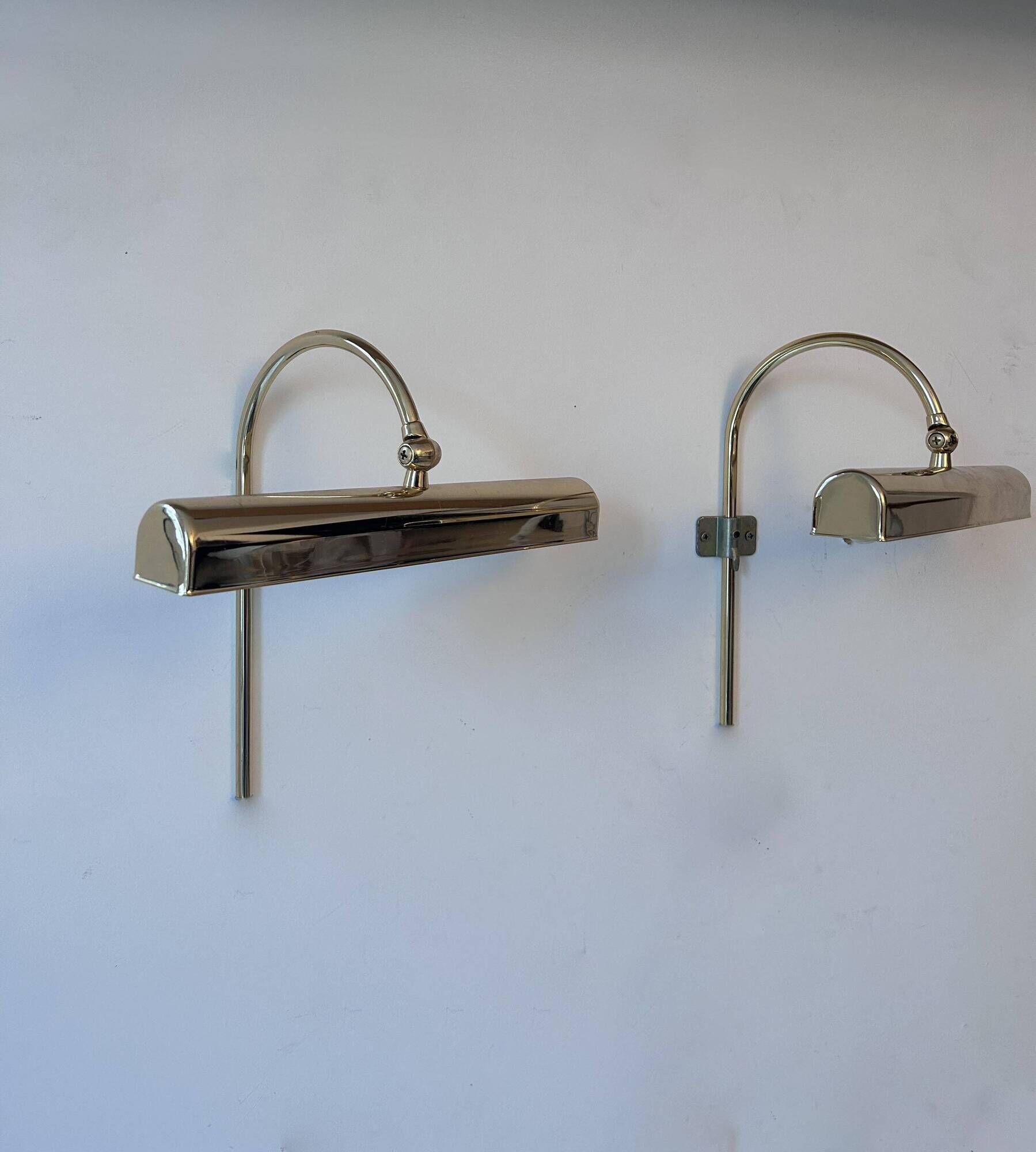 Pair of vintage adjustable wall lights, brass, France 1970